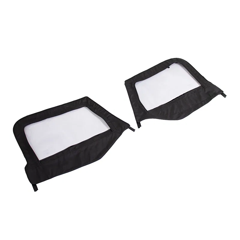 14019935 – OVERLAND VCL Soft Top Door Skin, Fits OEM Door Frames Black Diamond Fabric With Clear Windows Set of 2